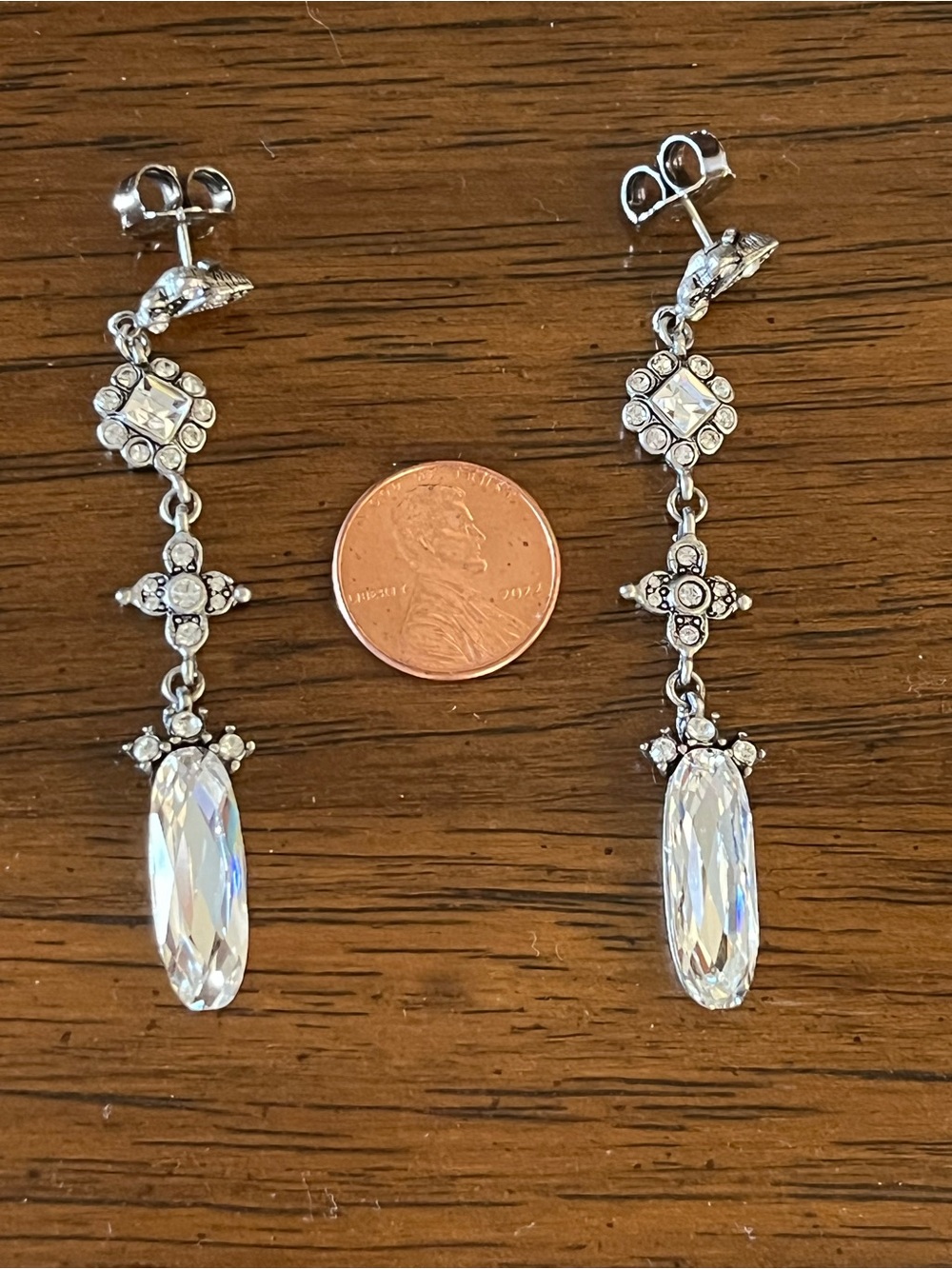 Gerald Yosca Clear Crystal Earrings - Elegant Women's Jewelry
